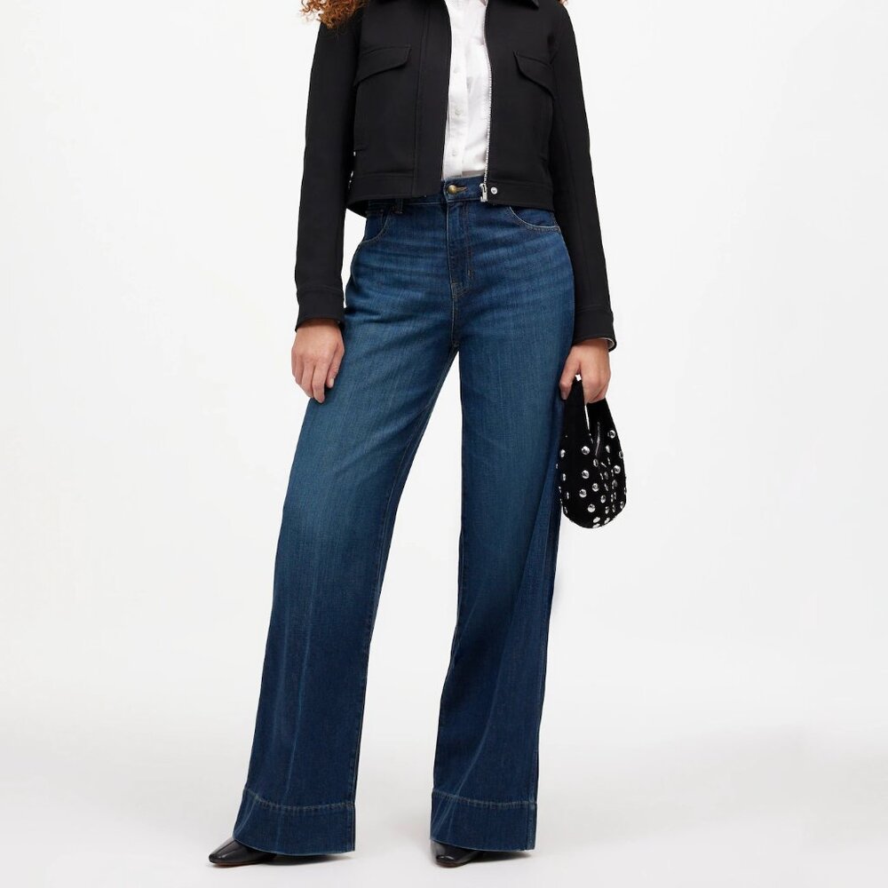 Petite Curvy Superwide-Leg Jeans in Ellsworth Wash: Softdrape Denim Edition